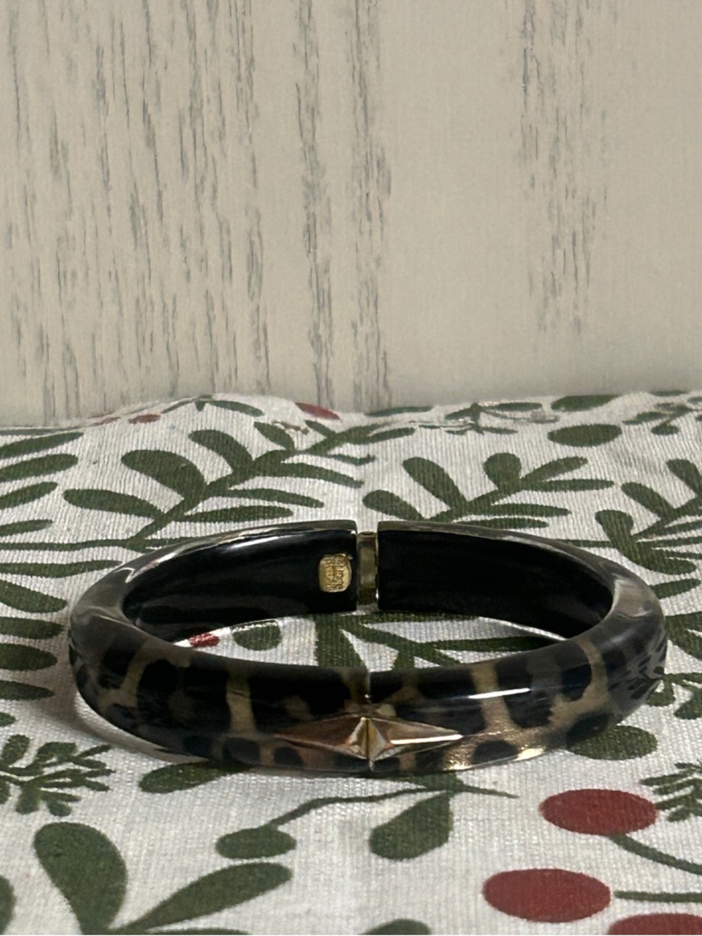 Alexis Bittar Golden Studded Hinge Bangle Bracelet Cheetah design Magnetic Clasp - Picture 2 of 10